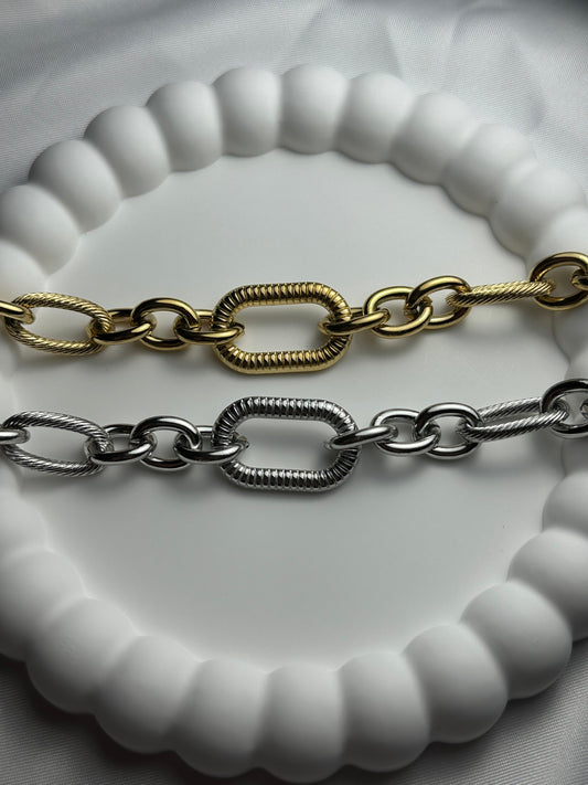 Armband - big chain zilver